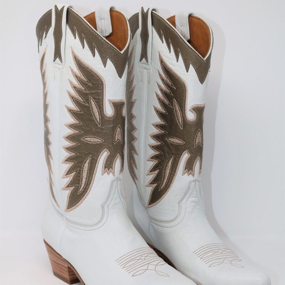 Frye Carrie Firebird Mid White Western Leather Boo